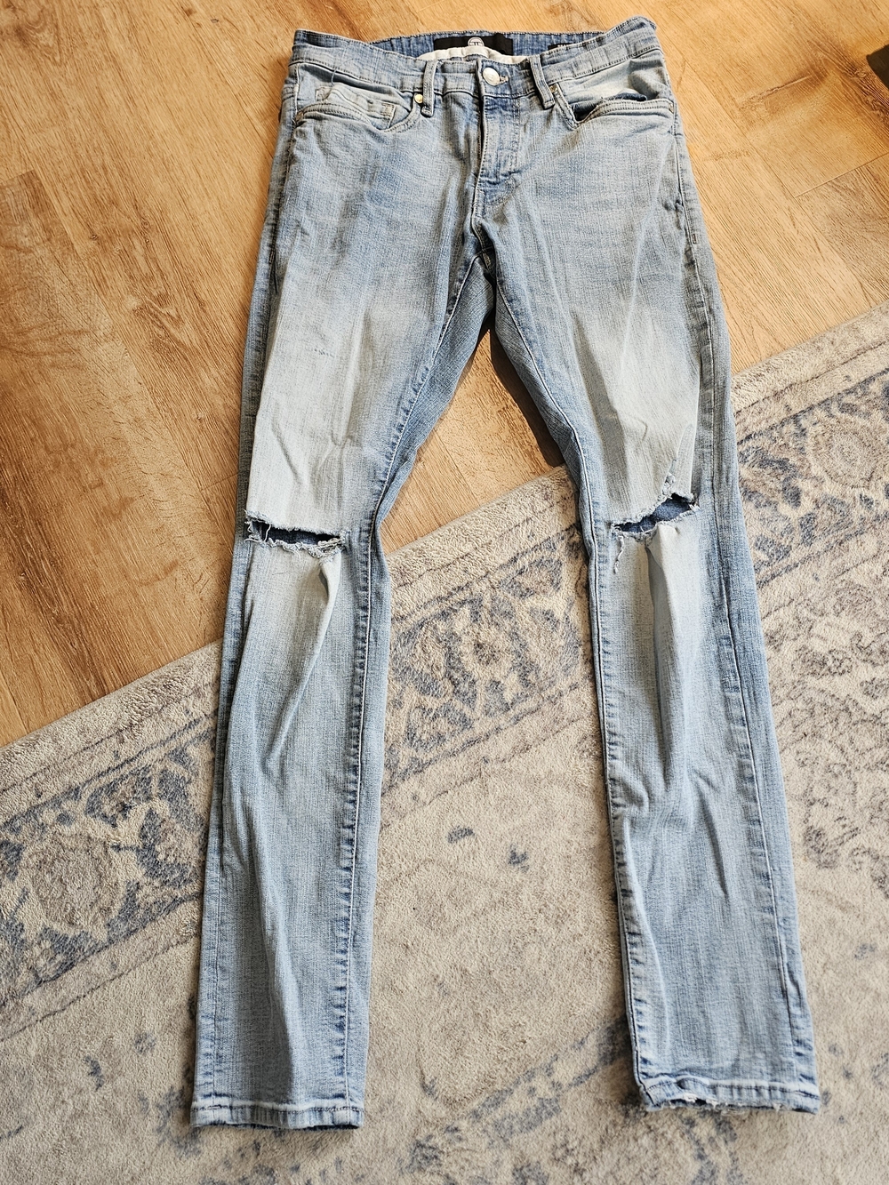 Jordan Craig Sean fit distressed slim-taper denim jeans light wash Blue 30x32